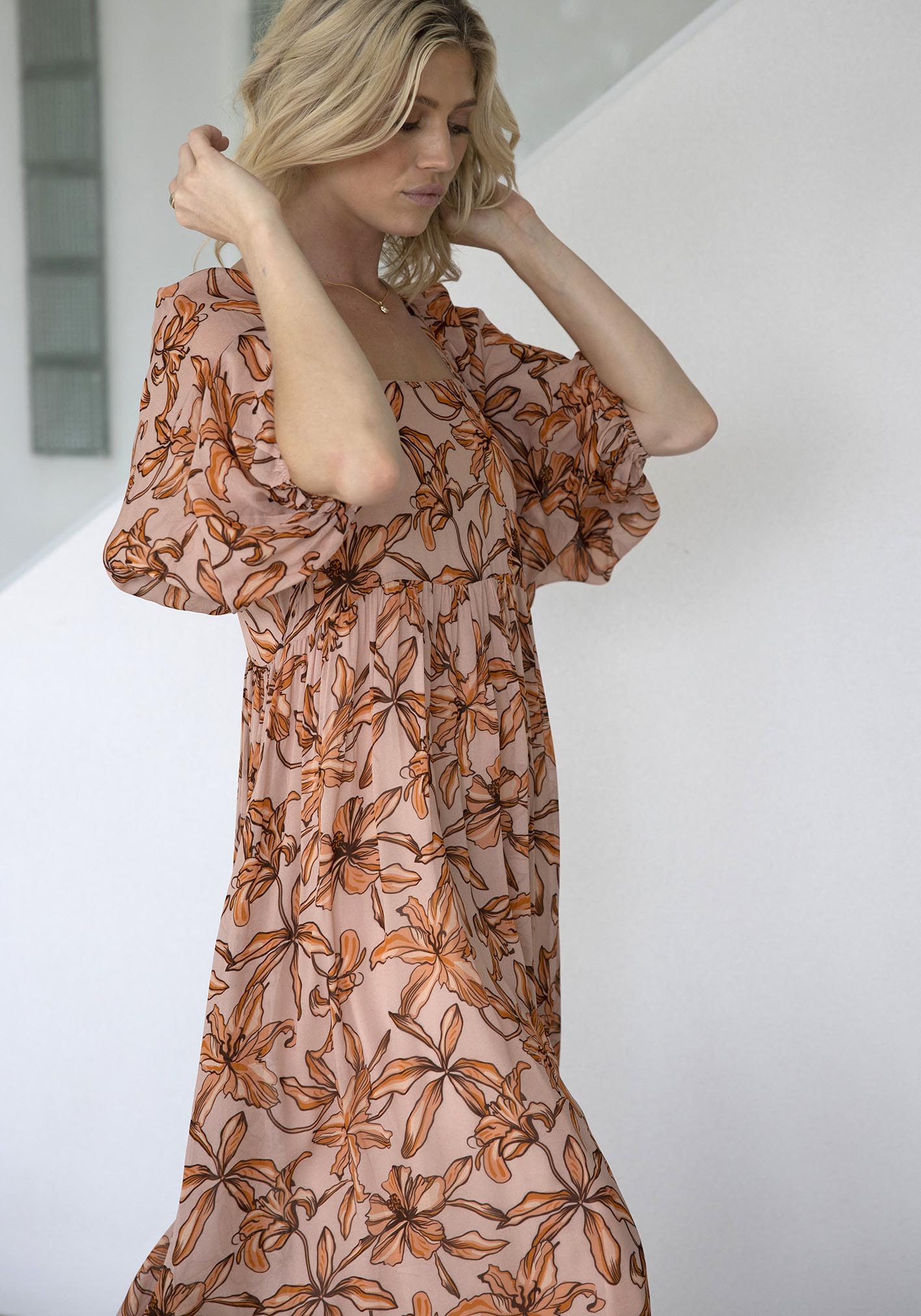 Sunset Siren Floral Sleeve Maxi Dress