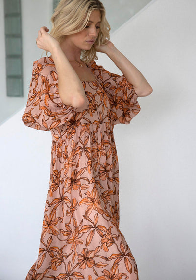 Sunset Siren Floral Sleeve Maxi Dress