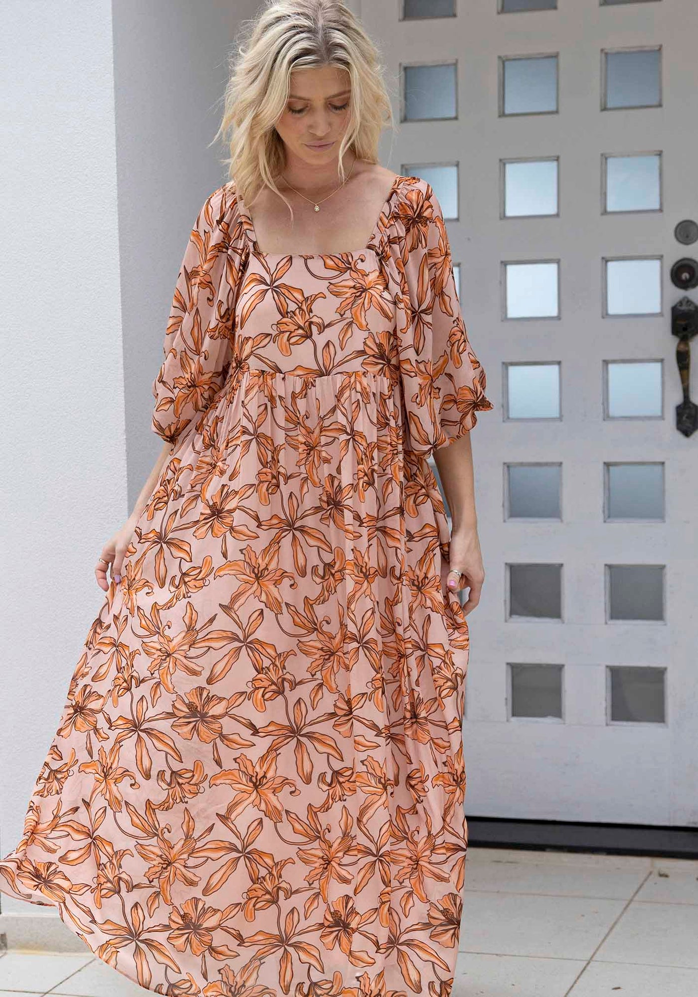 Sunset Siren Floral Sleeve Maxi Dress
