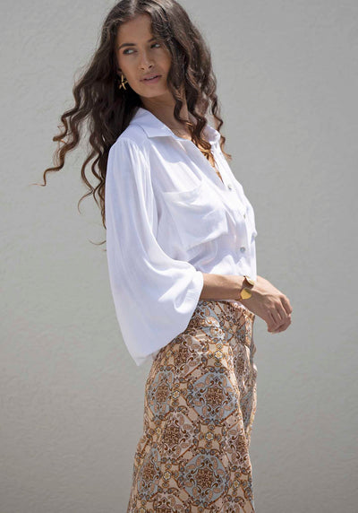 Sydney White Linen Blouse