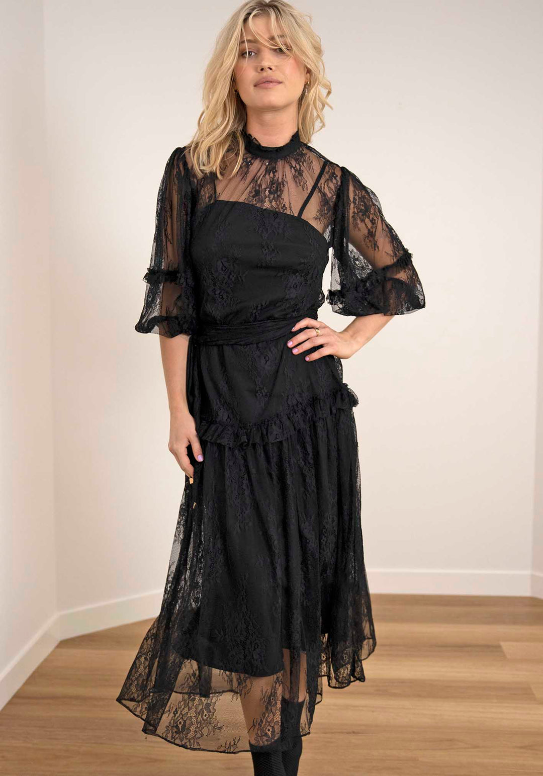 The Romantic Black Lace Maxi Dress