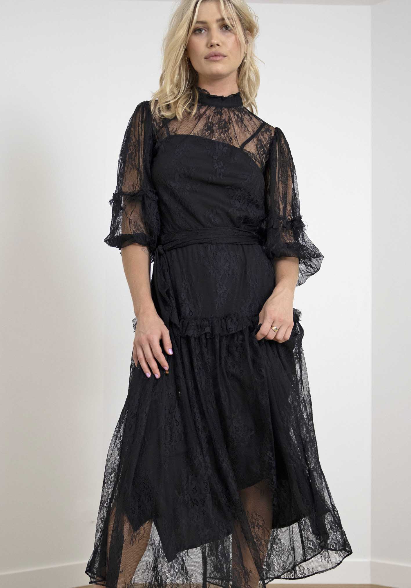 The Romantic Black Lace Maxi Dress