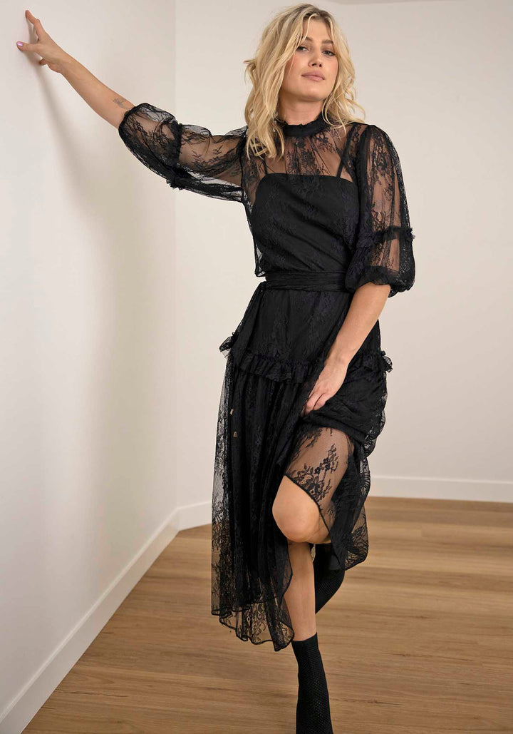 The Romantic Black Lace Maxi Dress