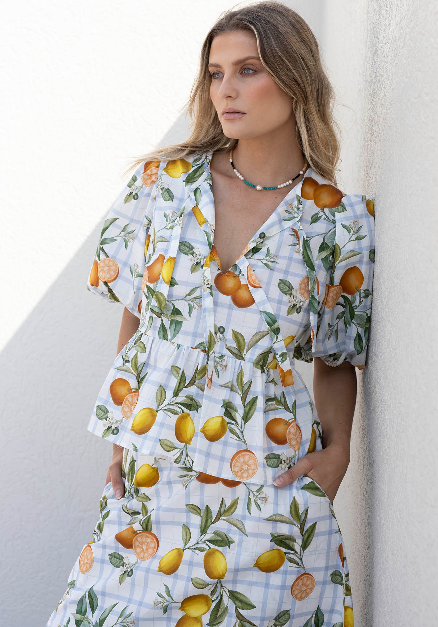 Tropical Picnic Sleeve Blouse