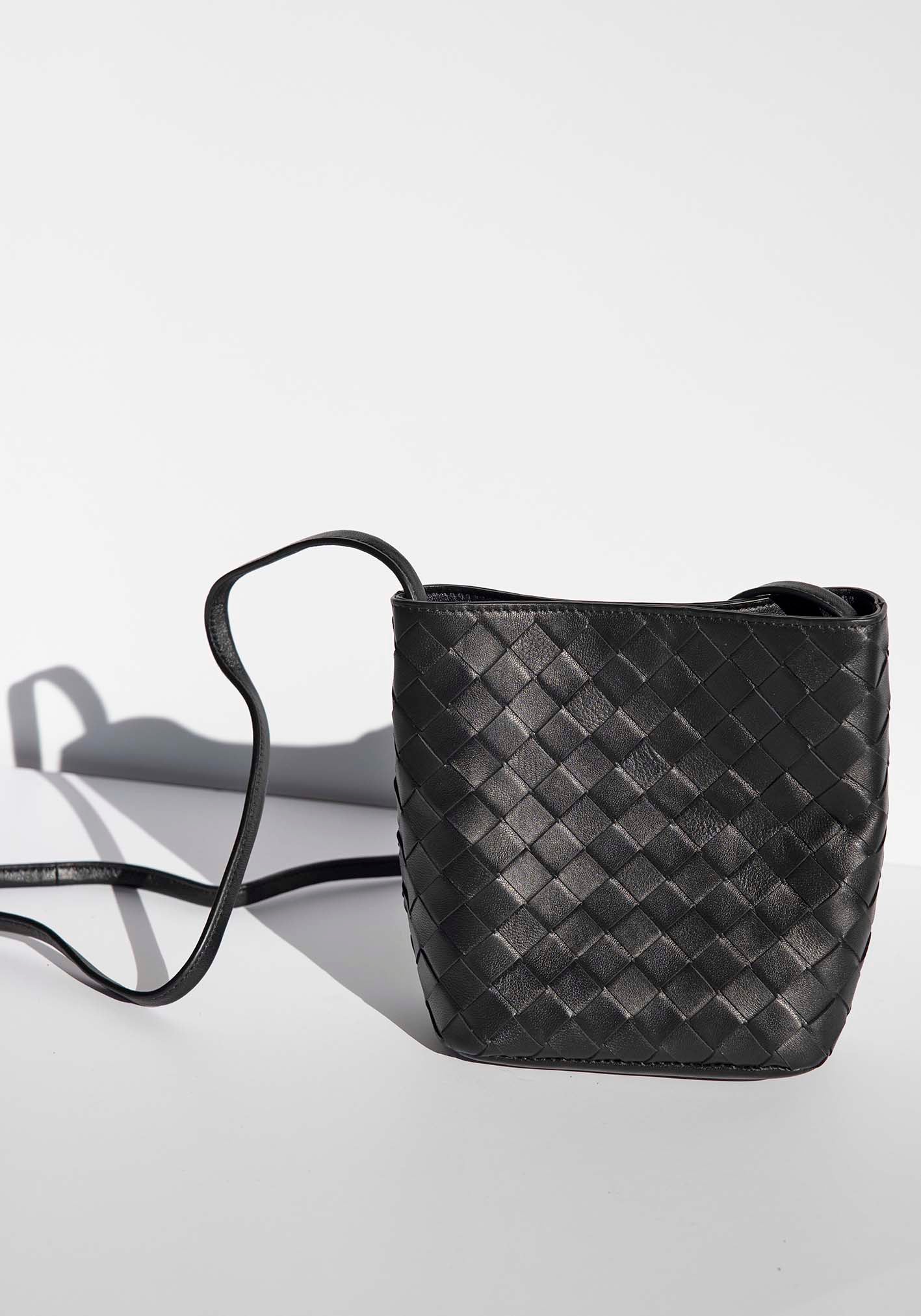 Verona Black Woven Leather Bag