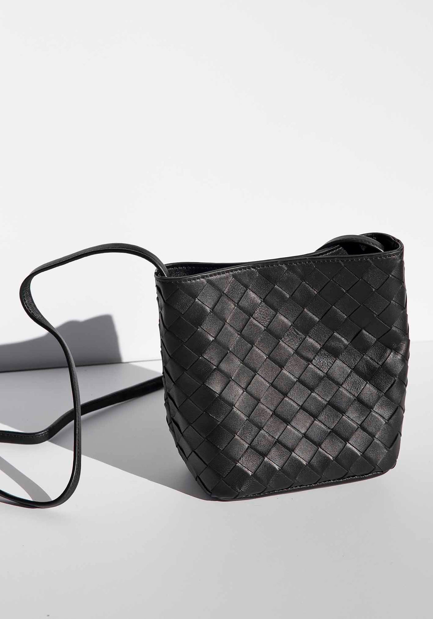 Verona Black Woven Leather Bag