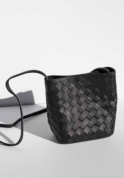 Verona Black Woven Leather Bag