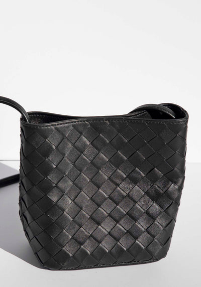 Verona Black Woven Leather Bag