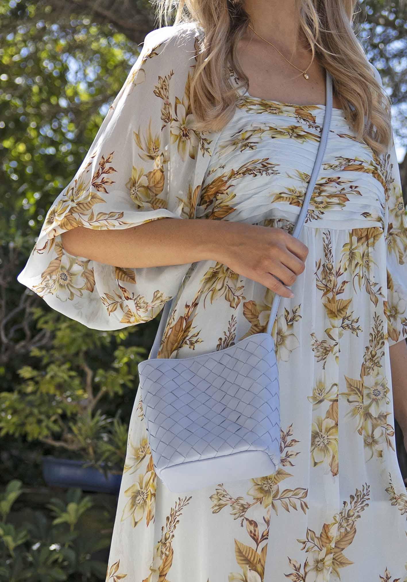 Verona Blue Woven Leather Bag