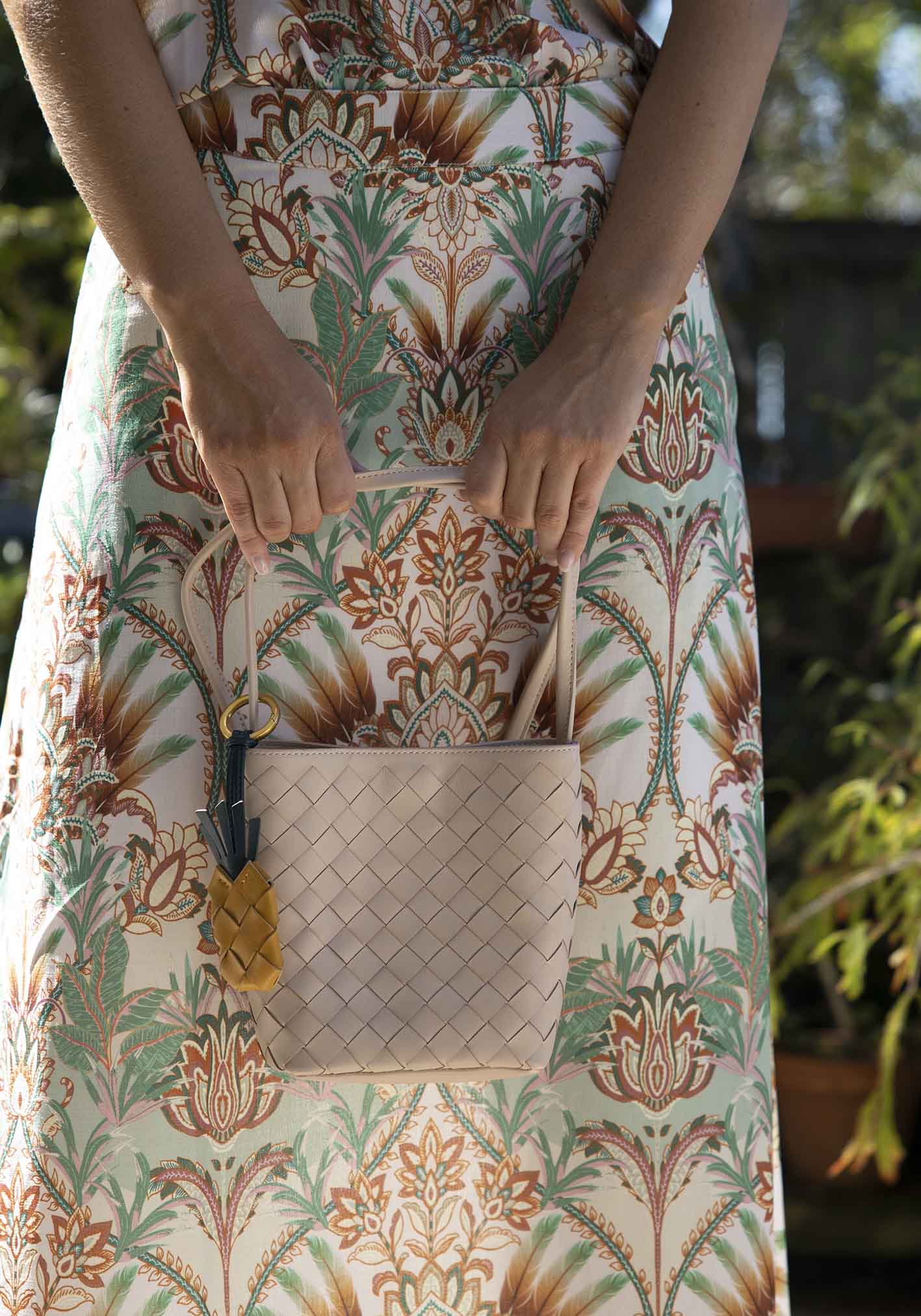 Verona Blush Woven Leather Bag