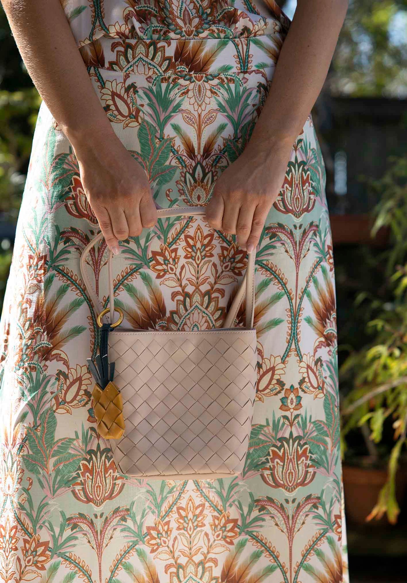 Verona Blush Woven Leather Bag