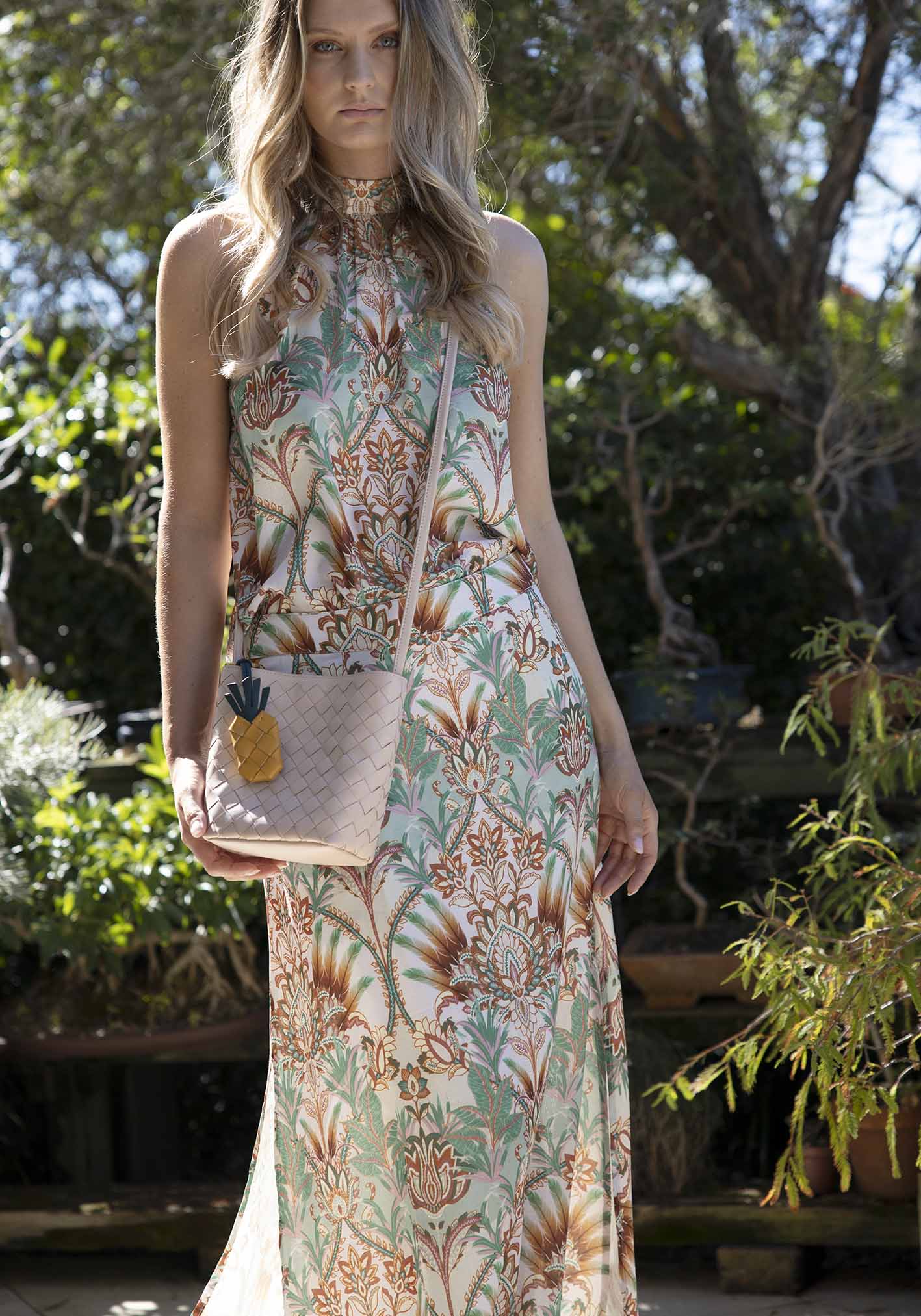 Verona Blush Woven Leather Bag