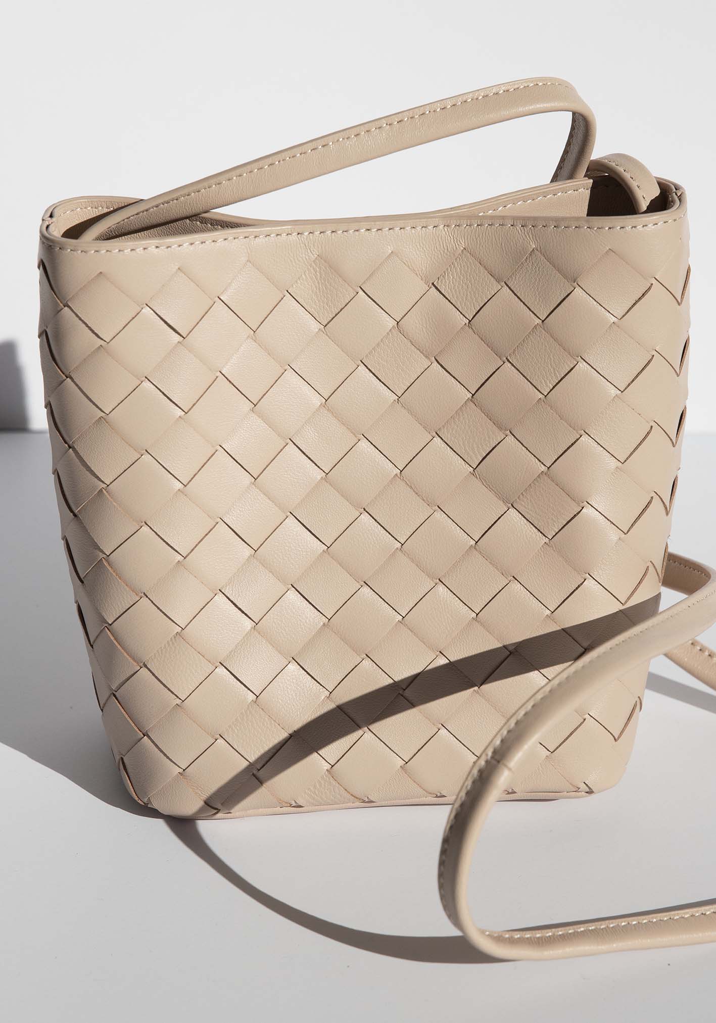 Verona Blush Woven Leather Bag