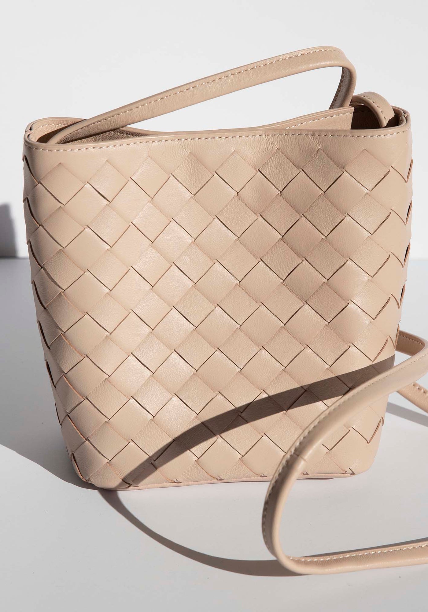 Verona Blush Woven Leather Bag