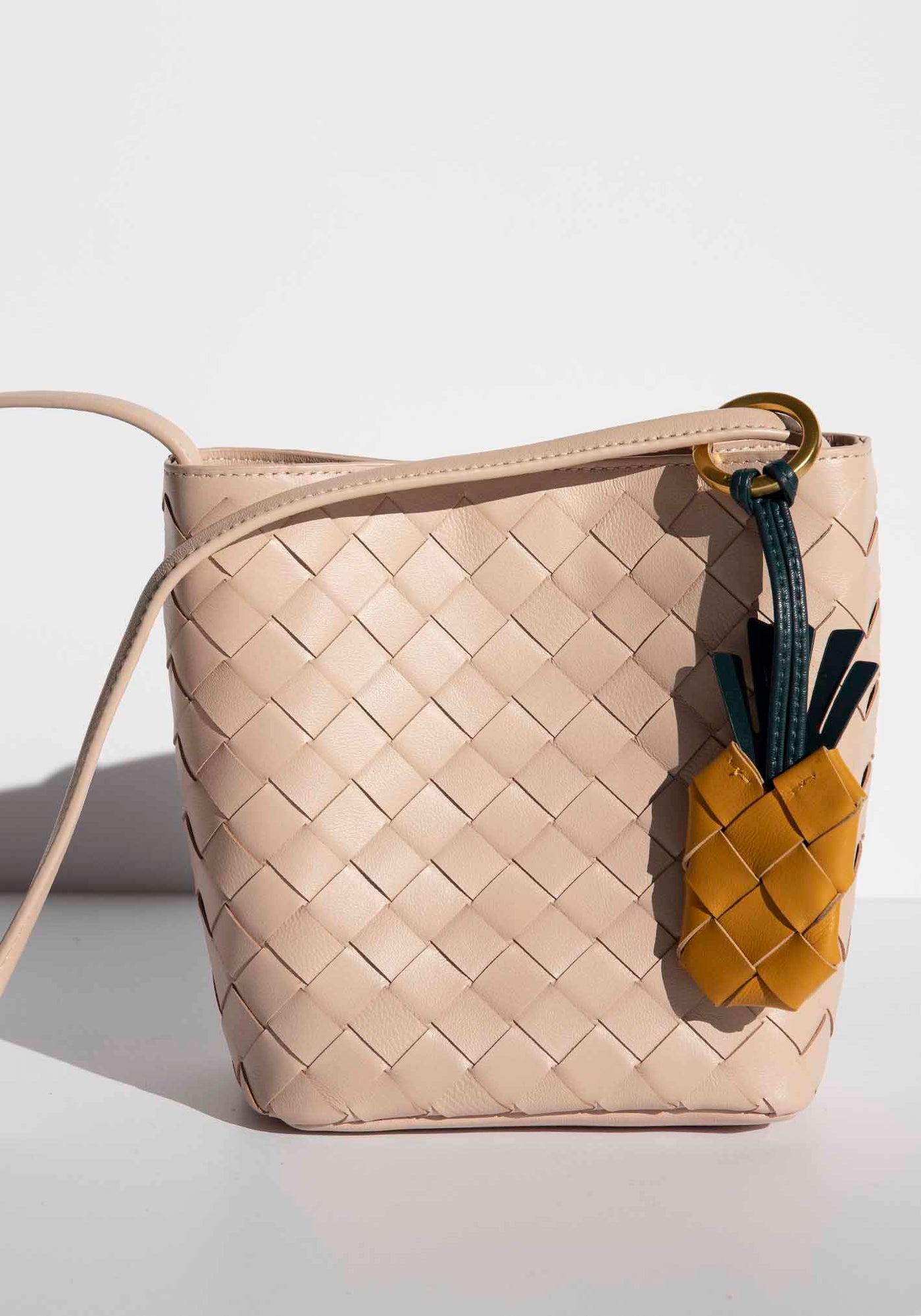 Verona Blush Woven Leather Bag