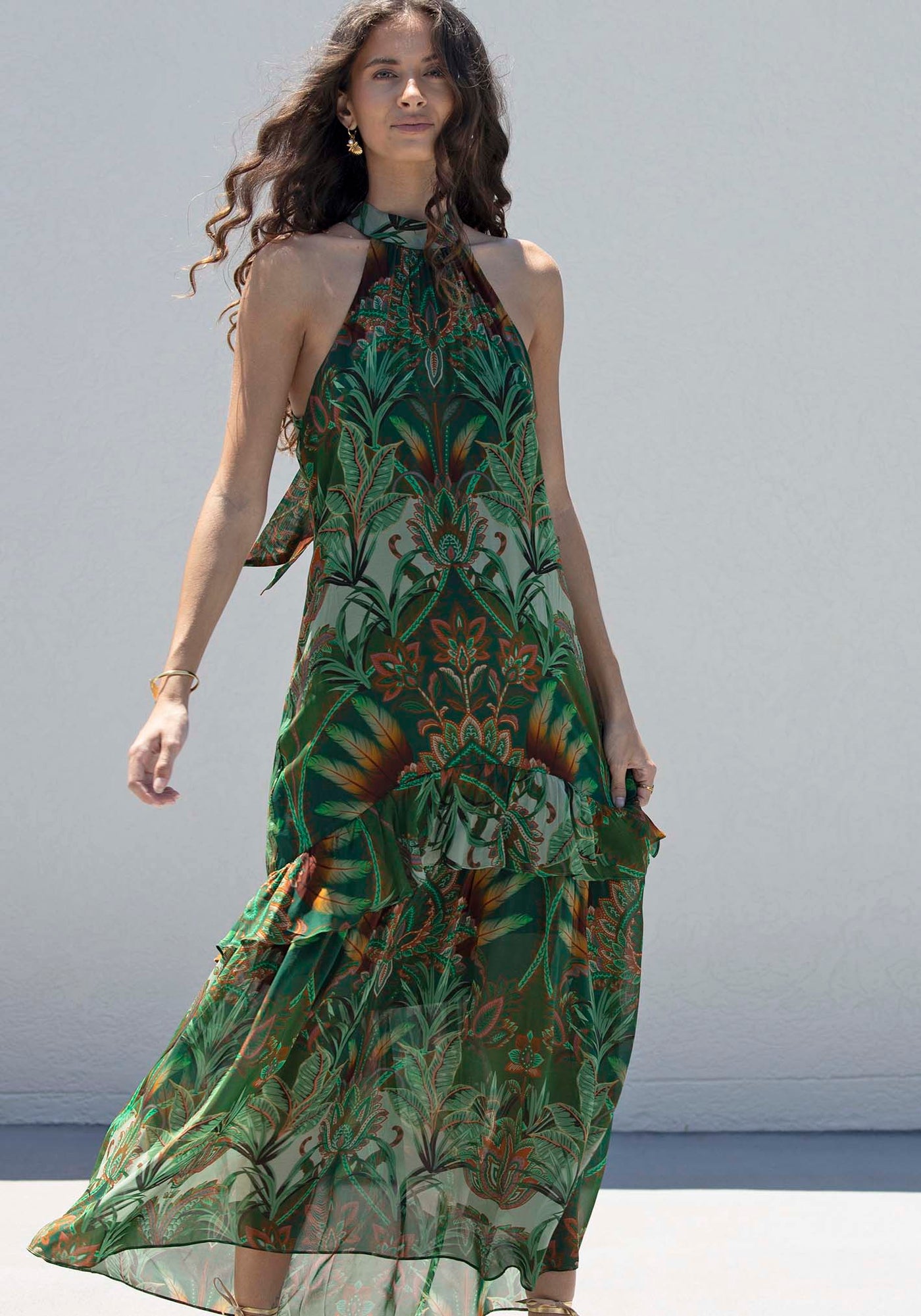 Vida De Fiesta Halter Maxi Dress