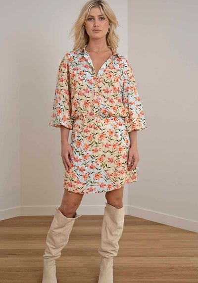 Waterlily Spliced Floral Mini Skirt + Blouse Set
