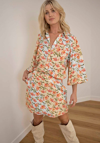 Waterlily Spliced Floral Mini Skirt