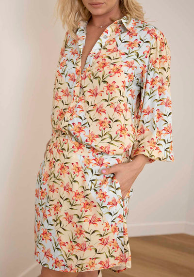 Waterlily Spliced Floral Mini Skirt