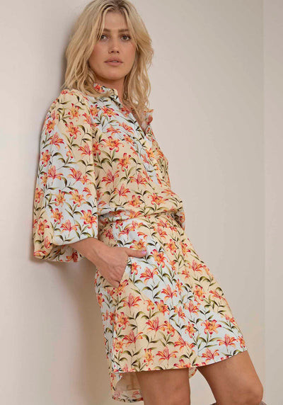 Waterlily Spliced Floral Blouse