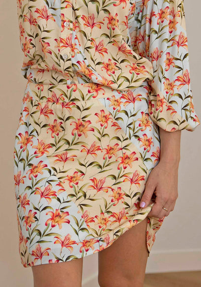 Waterlily Spliced Floral Mini Skirt