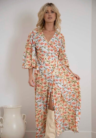 Waterlily Spliced Floral Maxi Wrap Dress | Maxi Dresses Australia