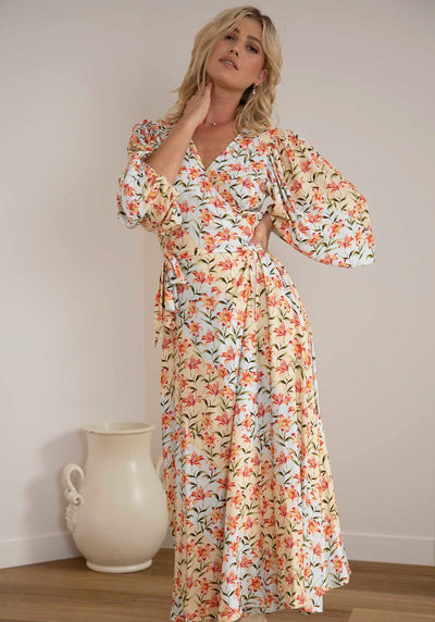 Waterlily Spliced Floral Maxi Wrap Dress | Maxi Dresses Australia