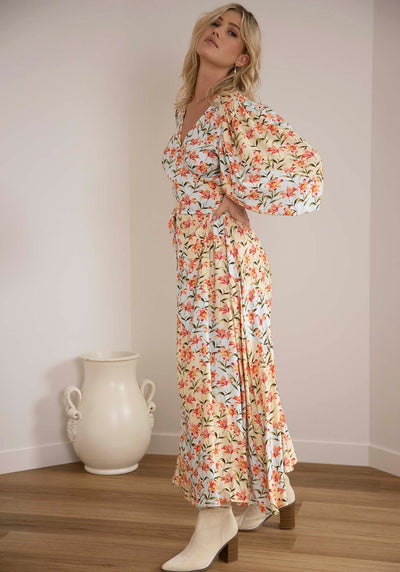 Waterlily Spliced Floral Maxi Wrap Dress | Maxi Dresses Australia