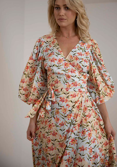 Waterlily Spliced Floral Maxi Wrap Dress | Maxi Dresses Australia