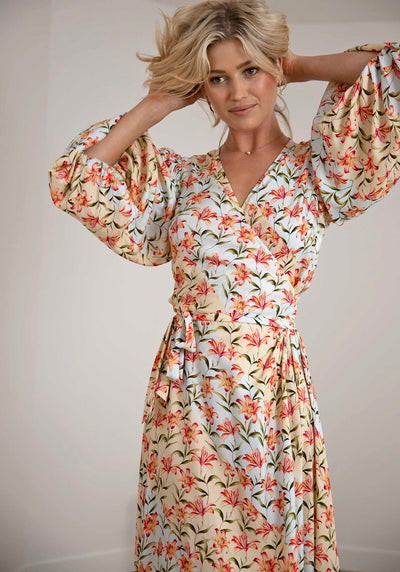 Waterlily Spliced Floral Maxi Wrap Dress | Maxi Dresses Australia