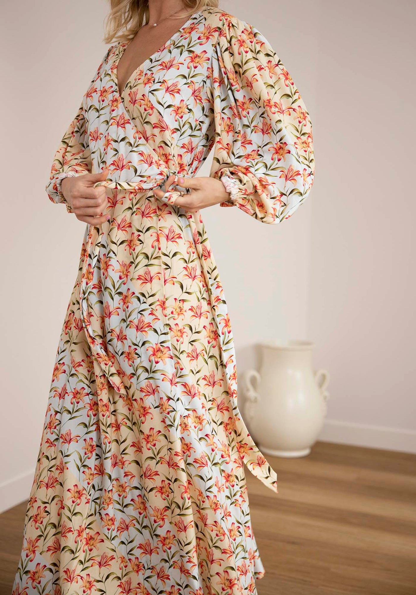 Waterlily Spliced Floral Maxi Wrap Dress | Maxi Dresses Australia