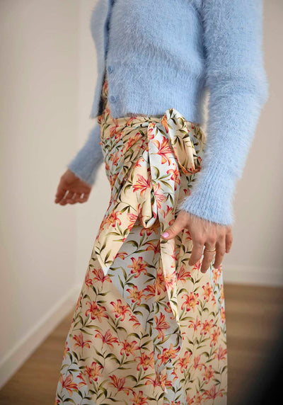 Waterlily Spliced Floral Wrap Skirt