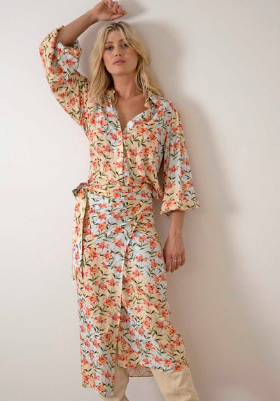 Waterlily Spliced Floral Wrap Skirt