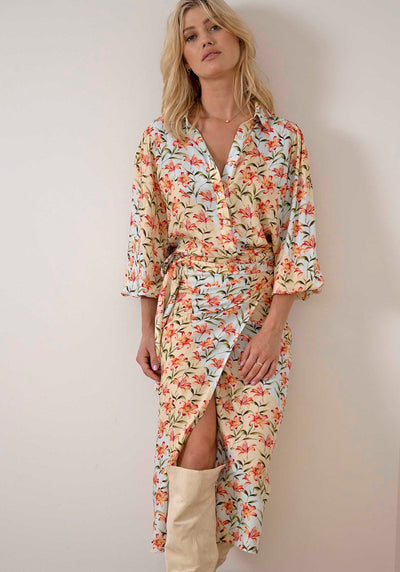 Waterlily Spliced Floral Wrap Skirt