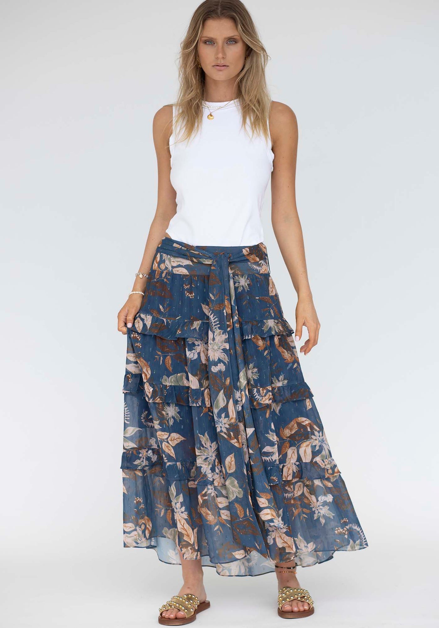 Moonflower Tiered Frill Maxi Skirt Set