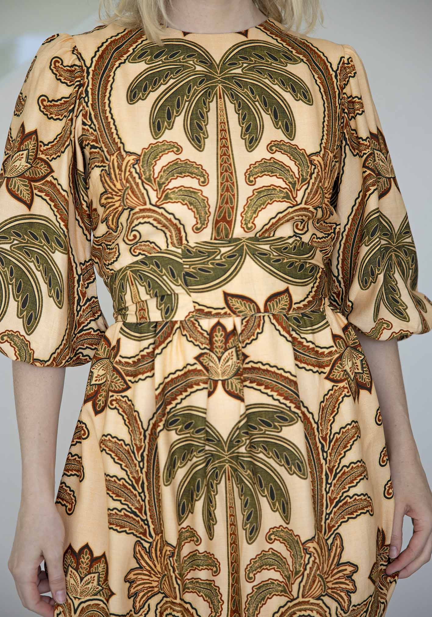 Zanzibar Palm Sleeve Maxi Dress