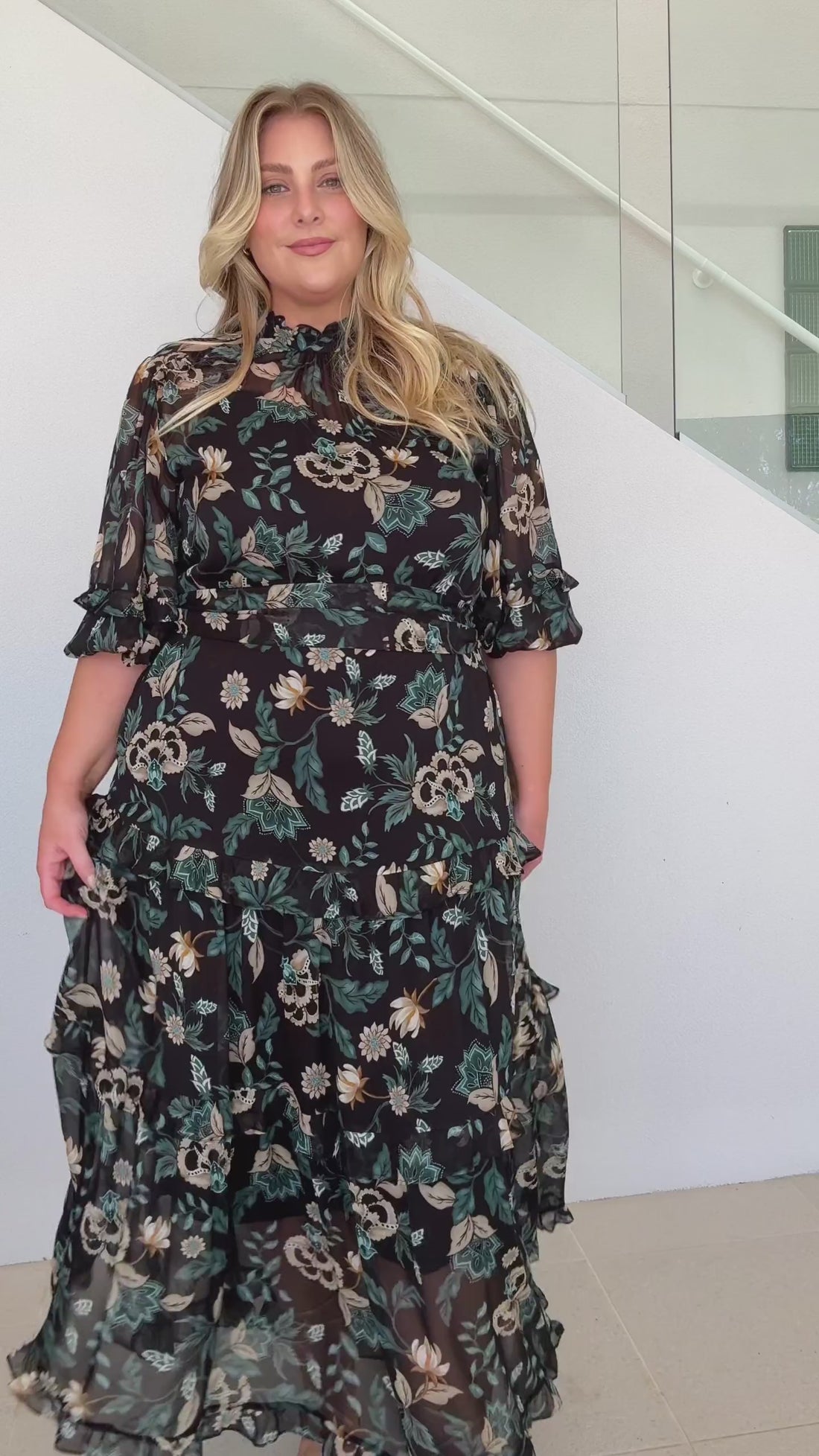 Premonition Black Floral Maxi Dress by Three of Something