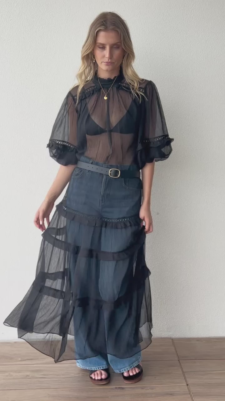 Feminine Flowy Black Special Occasion Dress