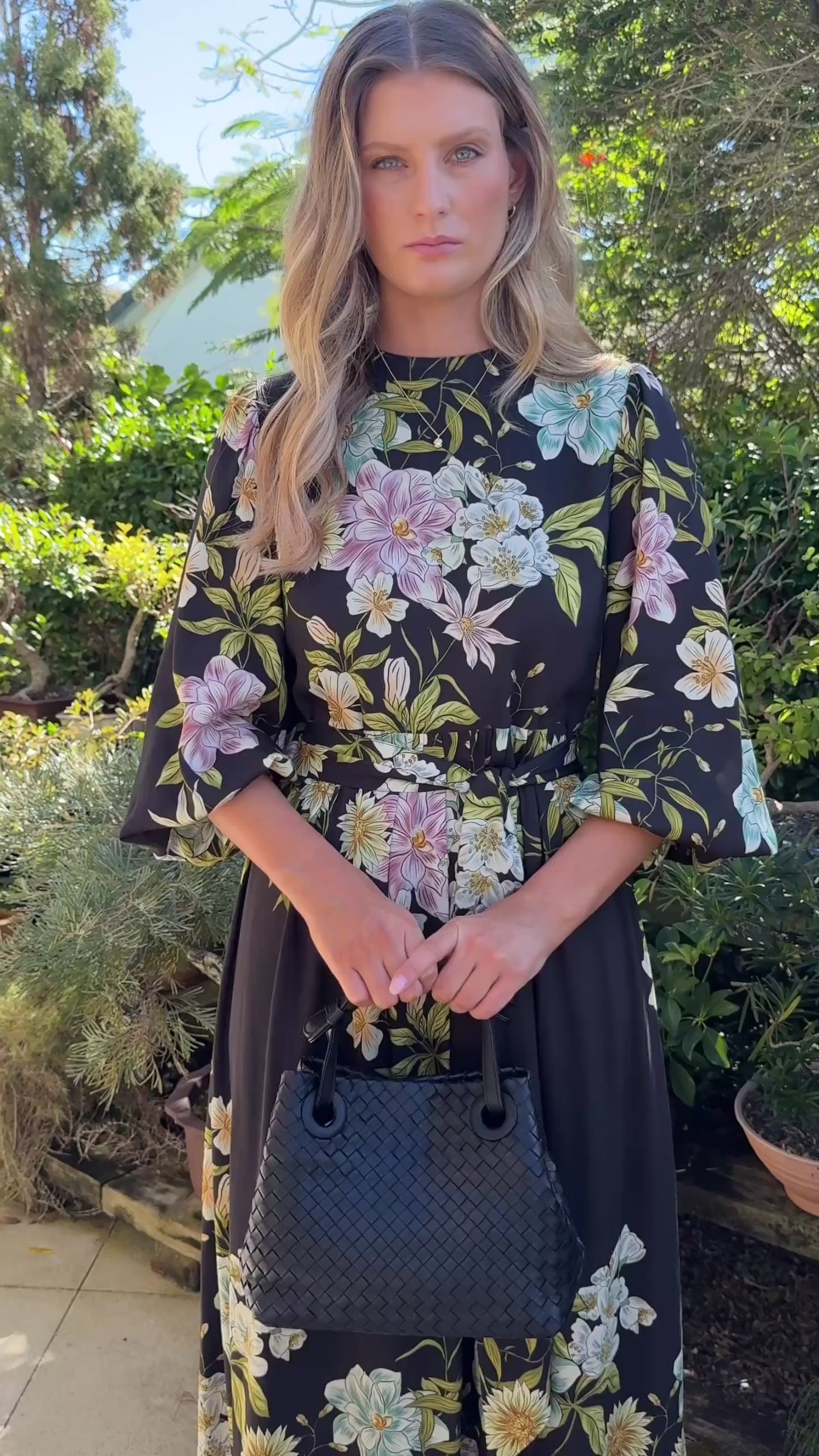 Milan Black Woven Leather Bag