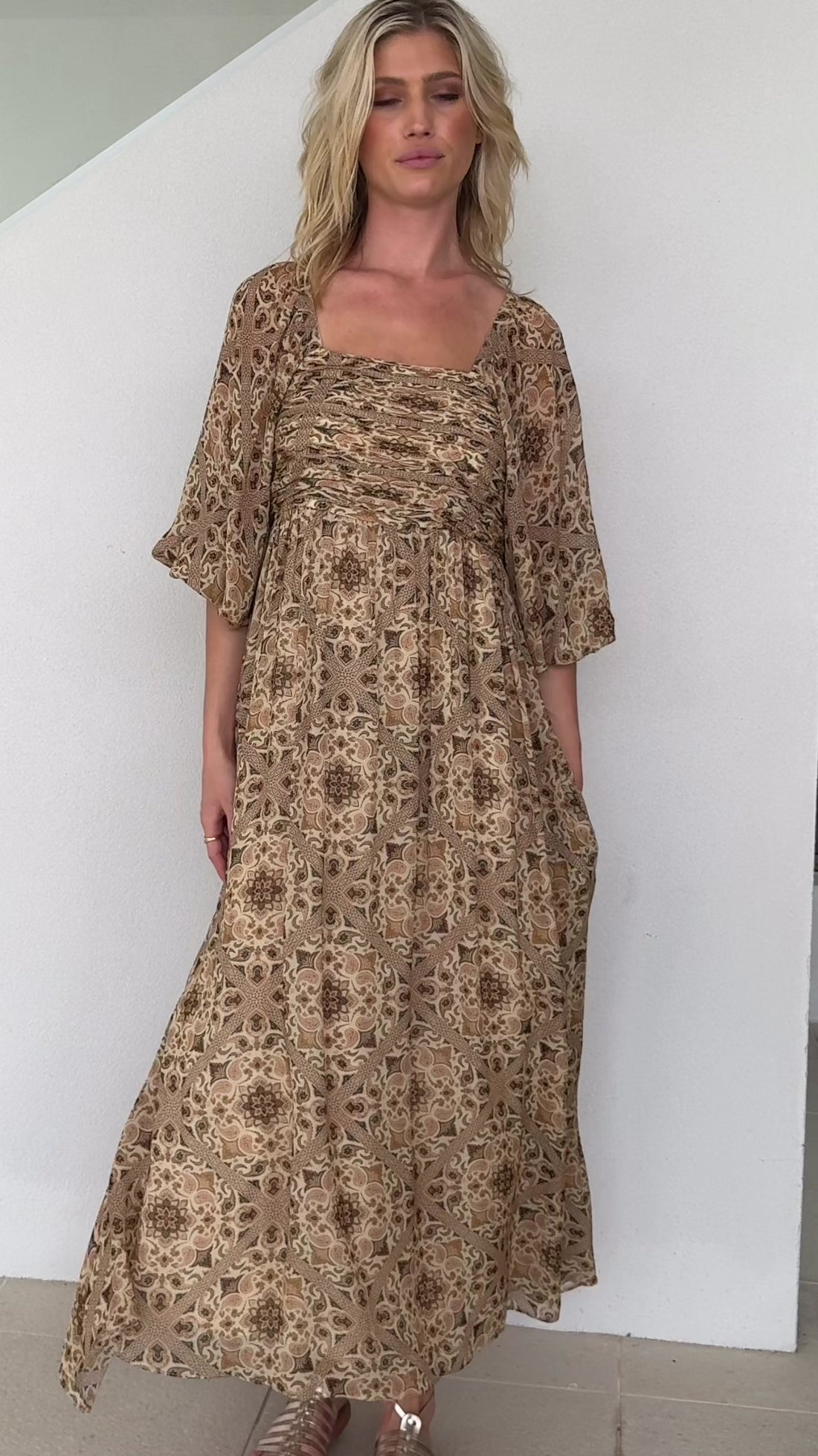 Liberte Paisley Sleeve Maxi Dress by Three of Something