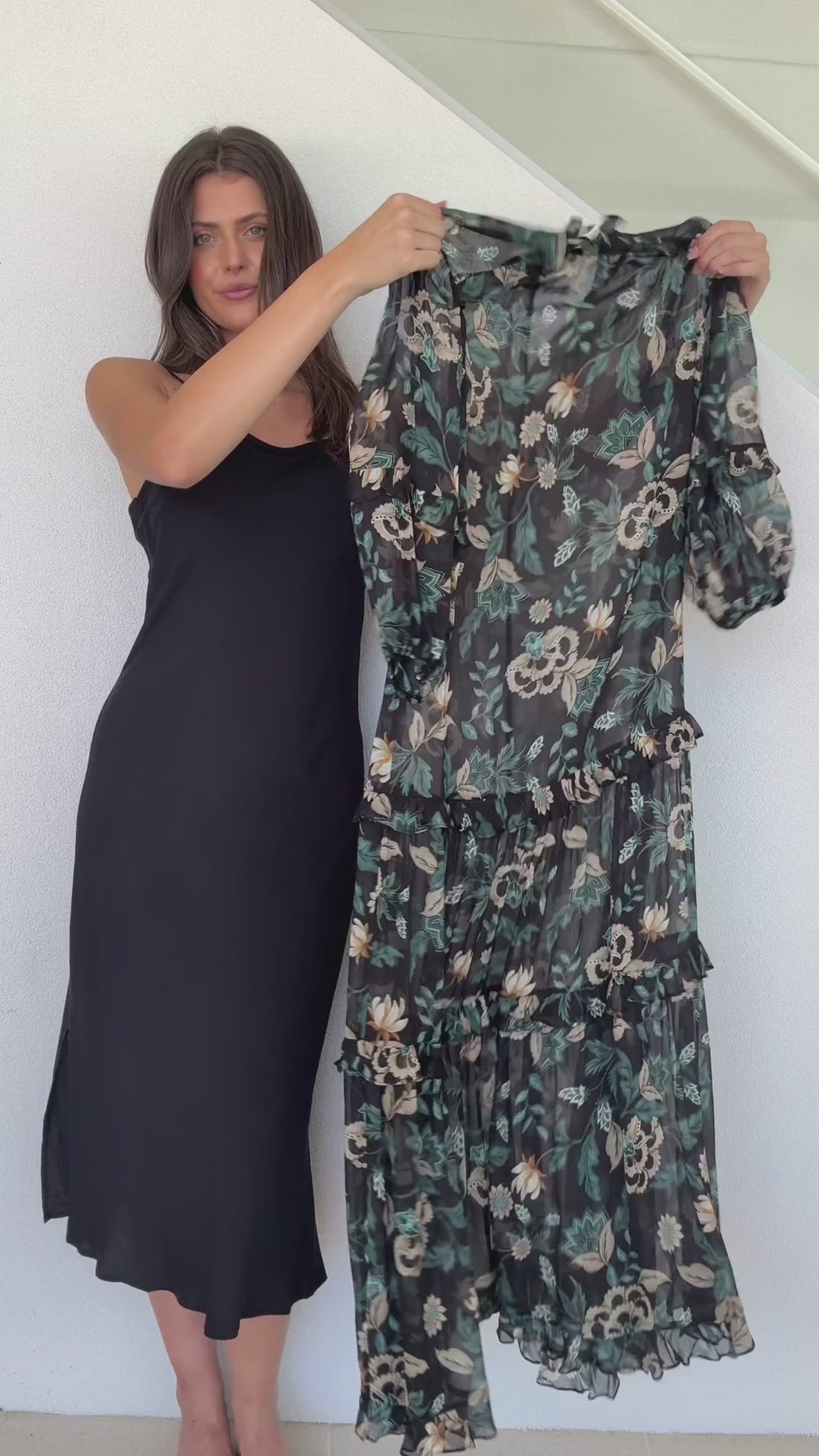 Premonition Black Floral Maxi Dress by Three of Something
