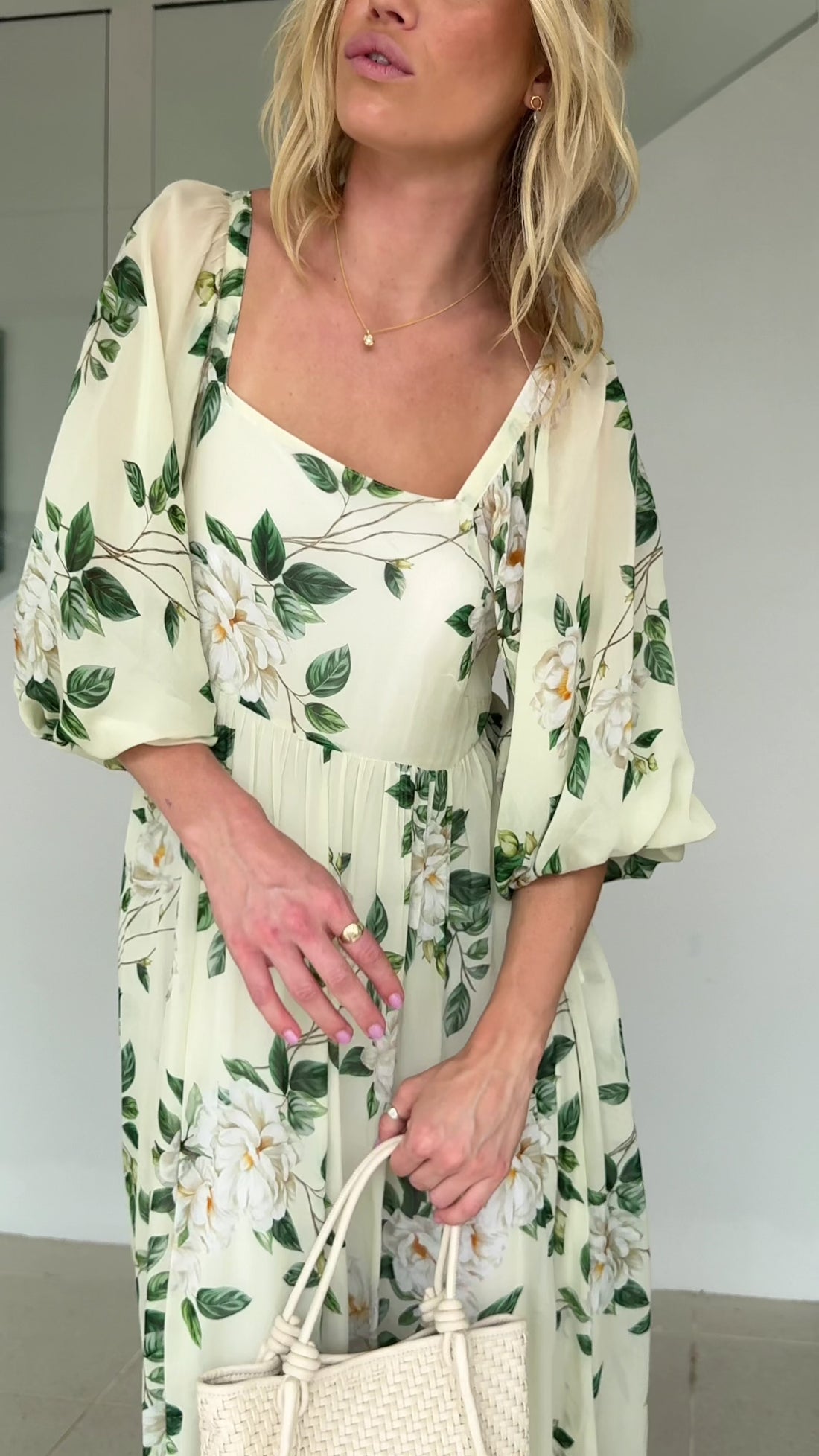 Eternal Floral Sleeve Maxi Dress by Three of Something