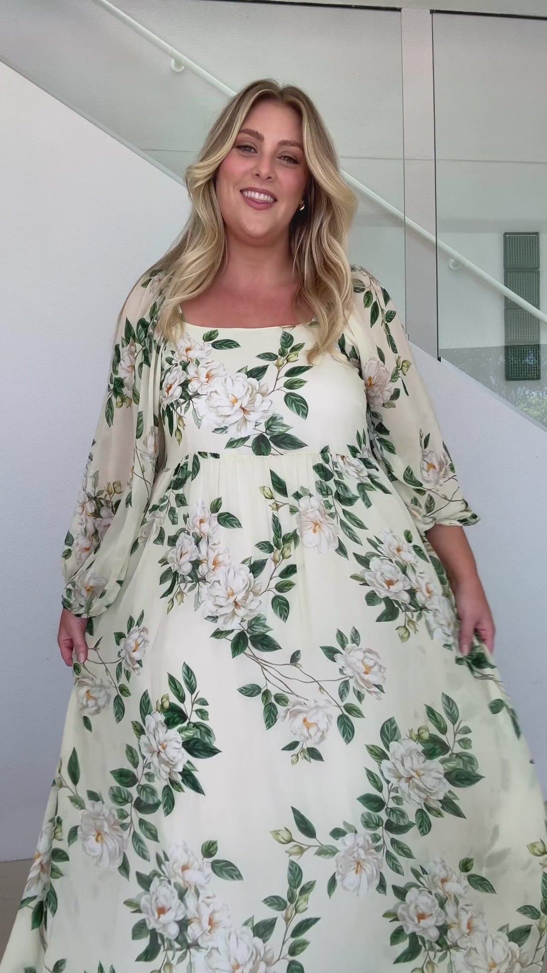 Eternal Floral Sleeve Maxi Dress by Three of Something