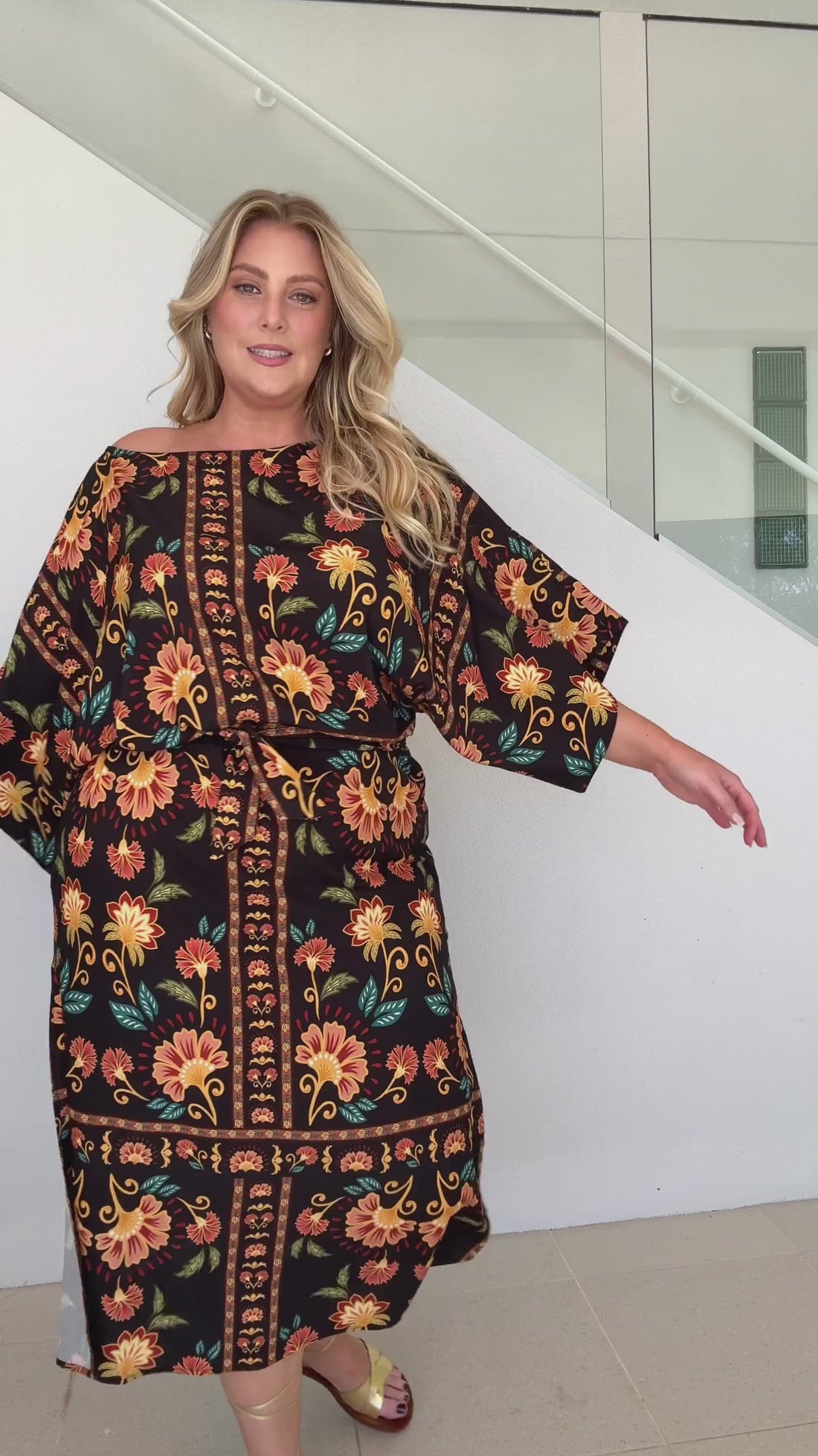 Casablanca Black Floral Tie Dress by Three of Something