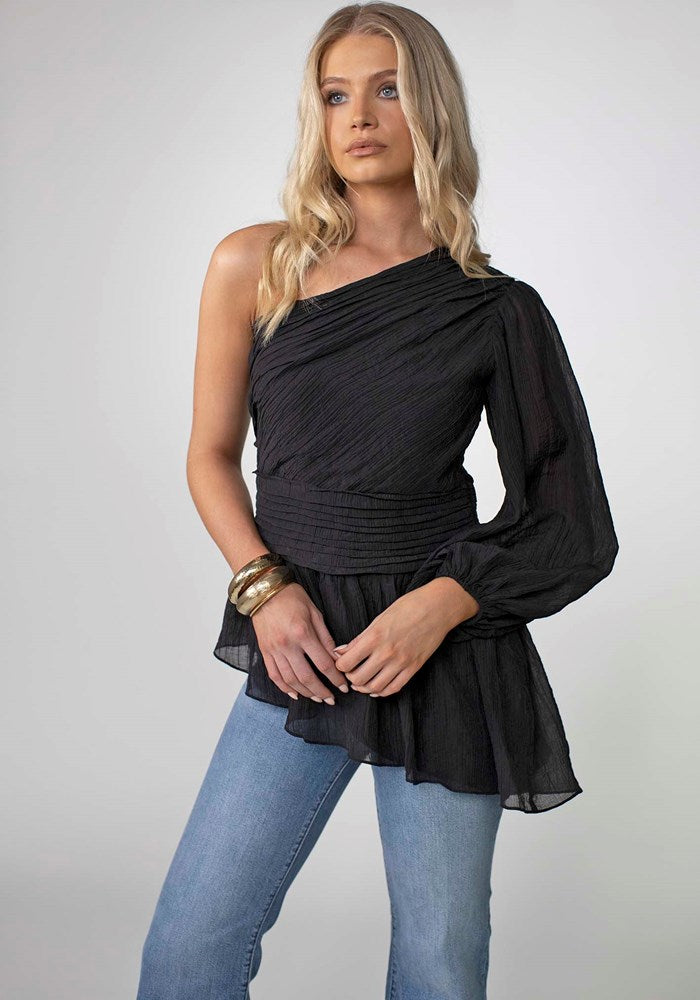 Goldie Long Sleeve Black Blouse by Three of Something Australia