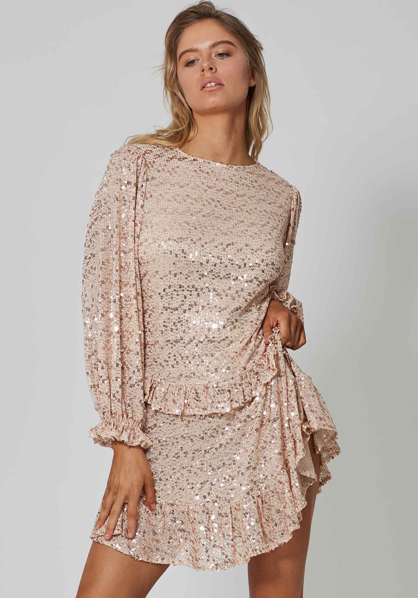 Halcyon gold Sequin Party Dress by Three of Something Australia