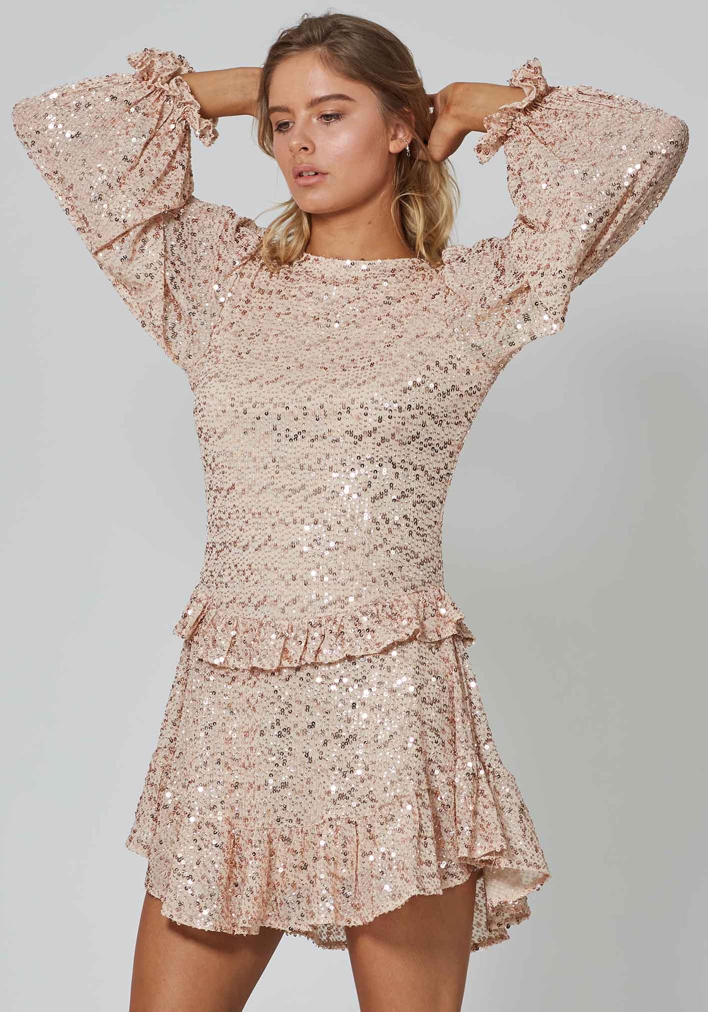 Halcyon gold Sequin Party Dress by Three of Something Australia