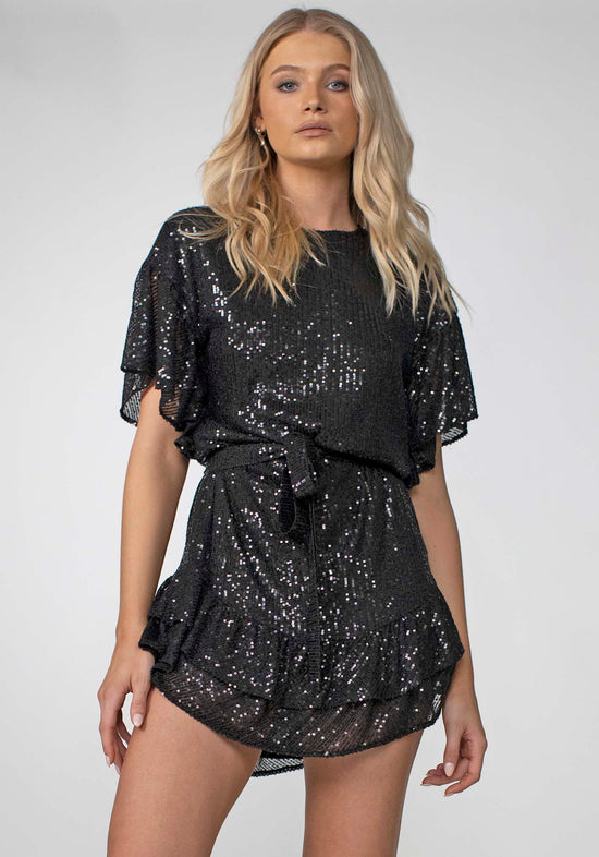 Hereafter Black Sequin Dress | Sequin Dresses Australia – THREE OF ...