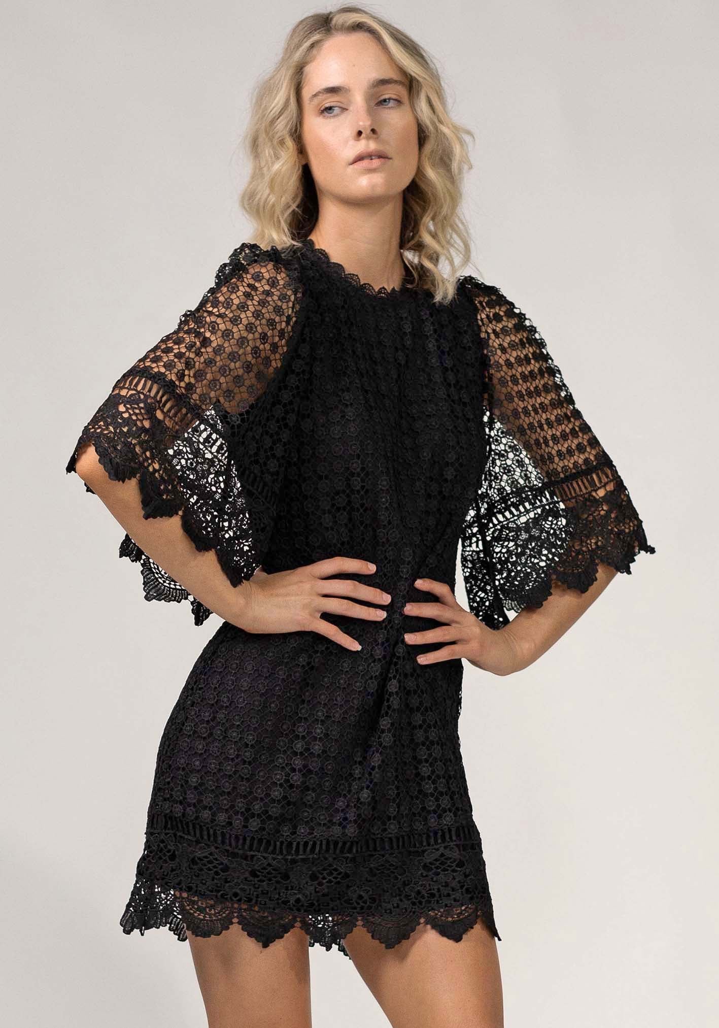 Moment by Moment Lace Dress | Black Lace Dress by Three of Something