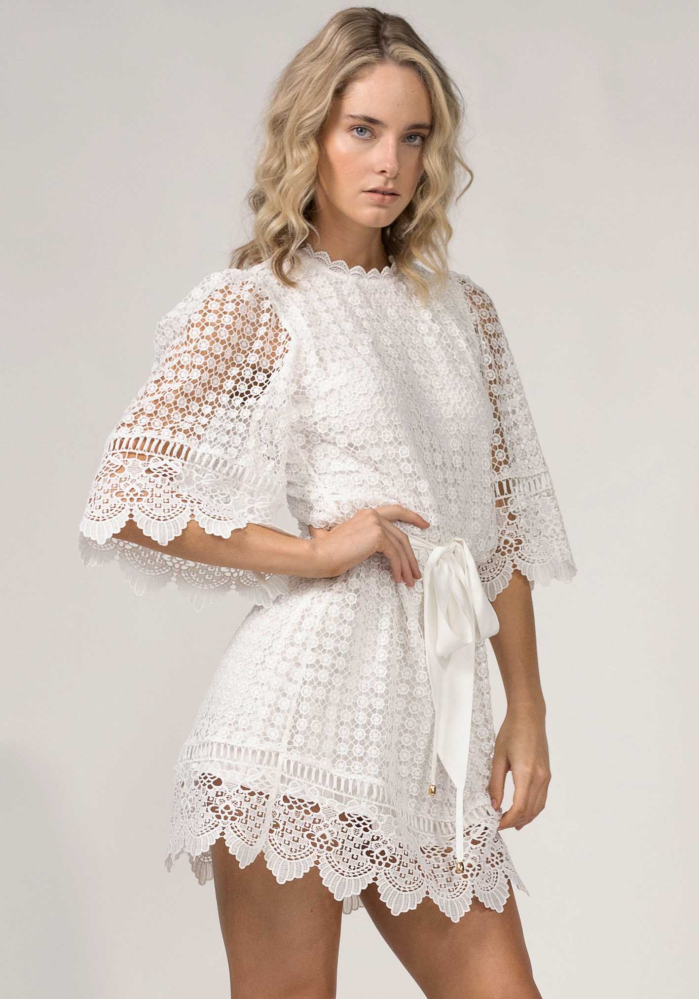 Moment by Moment Lace Dress | White Lace Dress by Three of Something Australia